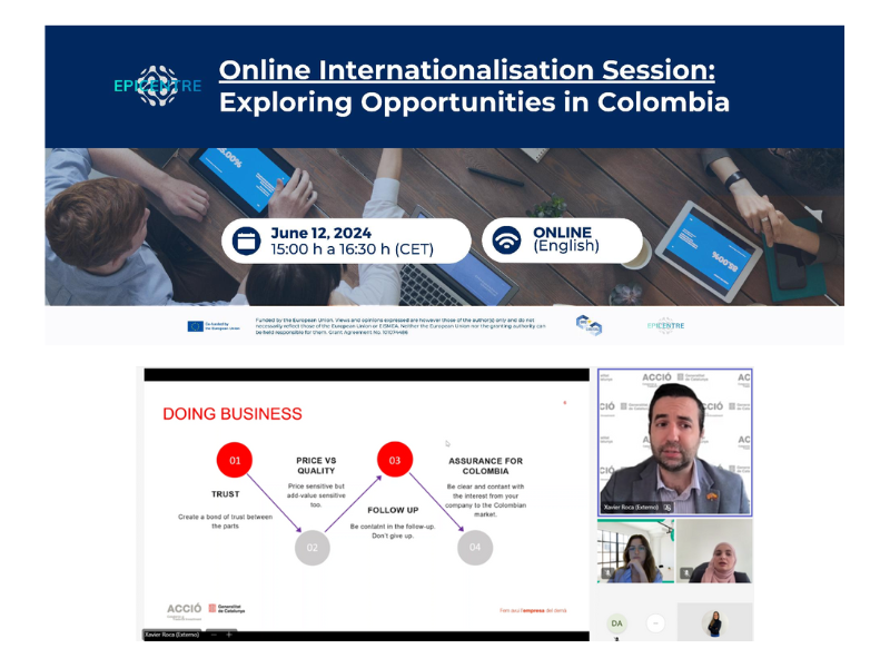 epicentreproj's tweet photo. The "Online Internationalisation Session: Exploring Opportunities in Colombia" brought together 26 business leaders, SMEs, and stakeholders to delve into the potential Colombia offers for international business expansion 👉🏼https://t.co/0CYW7KkP3p https://t.co/V6MvwaS8Vr