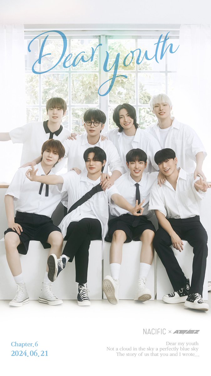 ateezfourth's tweet photo. Dive into a youthful summer with ATEEZ and NACIFIC! Our "𝐷𝑒𝑎𝑟. 𝑌𝑜𝑢𝑡ℎ." collaboration captures the essence of a cool blue summer. This premium set drops June 21st, ATINY. Get ready to bloom with confidence!

More : https://t.co/f6DX01QNL0 https://t.co/txc9L5m4Qs