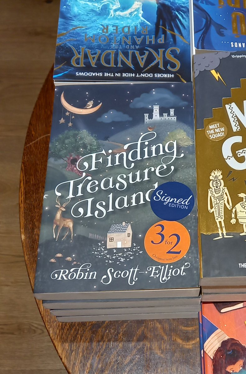 If you buy 2 newly-signed copies of Finding Treasure Island in the lovely Blackwells in Edinburgh you get a third free 😁🏴‍☠️ (and do take a look at their fabulous Scottish floor while you're there) <a href="/cranachanbooks/">Cranachan Publishing</a>