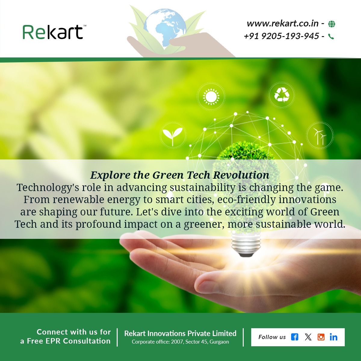 RekartOne's tweet image. Dive into the Green Tech Revolution! Discover how technology is transforming sustainability, from renewable energy to smart cities, paving the way to a greener future.

#GreenTechRevolution #SustainableFuture #RenewableEnergy #SmartCities #EcoInnovations #GreenerWorld #Rekart