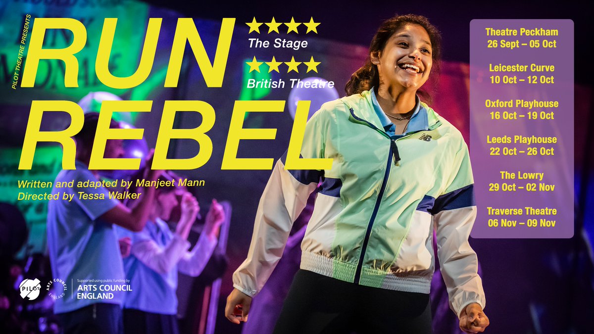 Pilot Theatre (@pilot_theatre) on Twitter photo #RunRebel tickets are now on sale!
Experience the return of this electrifying adaptation of #ManjeetMann’s acclaimed novel at one of these brilliant venues: <a href="/TheatrePeckham/">Theatre Peckham</a>, <a href="/CurveLeicester/">Curve</a>, <a href="/OxfordPlayhouse/">Oxford Playhouse</a>, <a href="/LeedsPlayhouse/">Leeds Playhouse</a>, <a href="/The_Lowry/">Lowry</a>, <a href="/traversetheatre/">Traverse Theatre</a>.
pilot-theatre.com/production/run… #RunRebel tickets are now on sale!
Experience the return of this electrifying adaptation of #ManjeetMann’s acclaimed novel at one of these brilliant venues: <a href="/TheatrePeckham/">Theatre Peckham</a>, <a href="/CurveLeicester/">Curve</a>, <a href="/OxfordPlayhouse/">Oxford Playhouse</a>, <a href="/LeedsPlayhouse/">Leeds Playhouse</a>, <a href="/The_Lowry/">Lowry</a>, <a href="/traversetheatre/">Traverse Theatre</a>.
pilot-theatre.com/production/run…