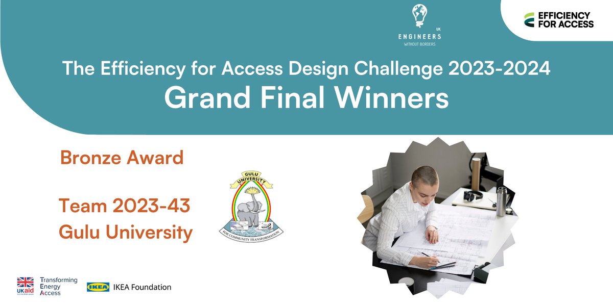 EforA_Coalition's tweet photo. The fourth Bronze Award has been scooped by Team 2023-43 from @GuluVarsity, for their Solar DC UV-C water disinfection with refrigeration.
#EfficiencyforAccessDesignChallenge
#GrandFinal
@ewbuk https://t.co/2PkjGxmI0W