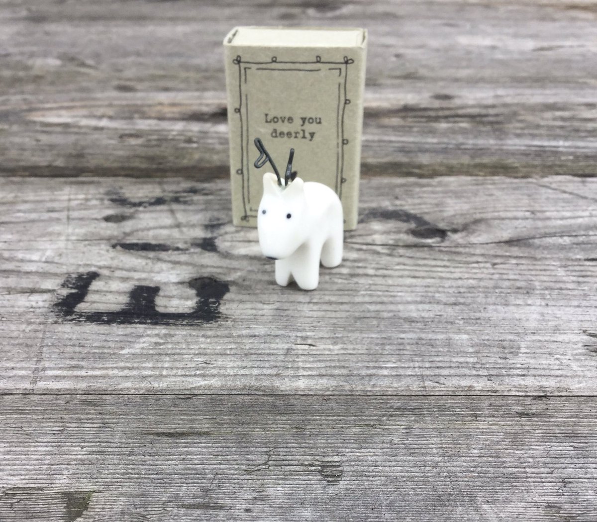 Porcelain matchbox posting token. Lovely for far away friends 🦌