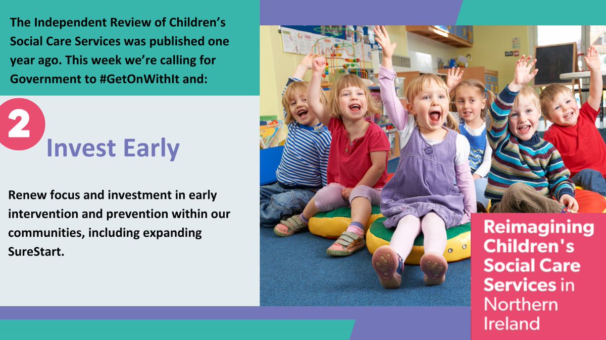 Actn4ChildrenNI's tweet image. In the year since the @cscsreviewNI was published, we&apos;ve seen &apos;activity, but not action&apos;. This week, we&apos;re calling on the government to #GetOnWithIt - it&apos;s time to #reimagine children&apos;s social care services, and to deliver for children and families.