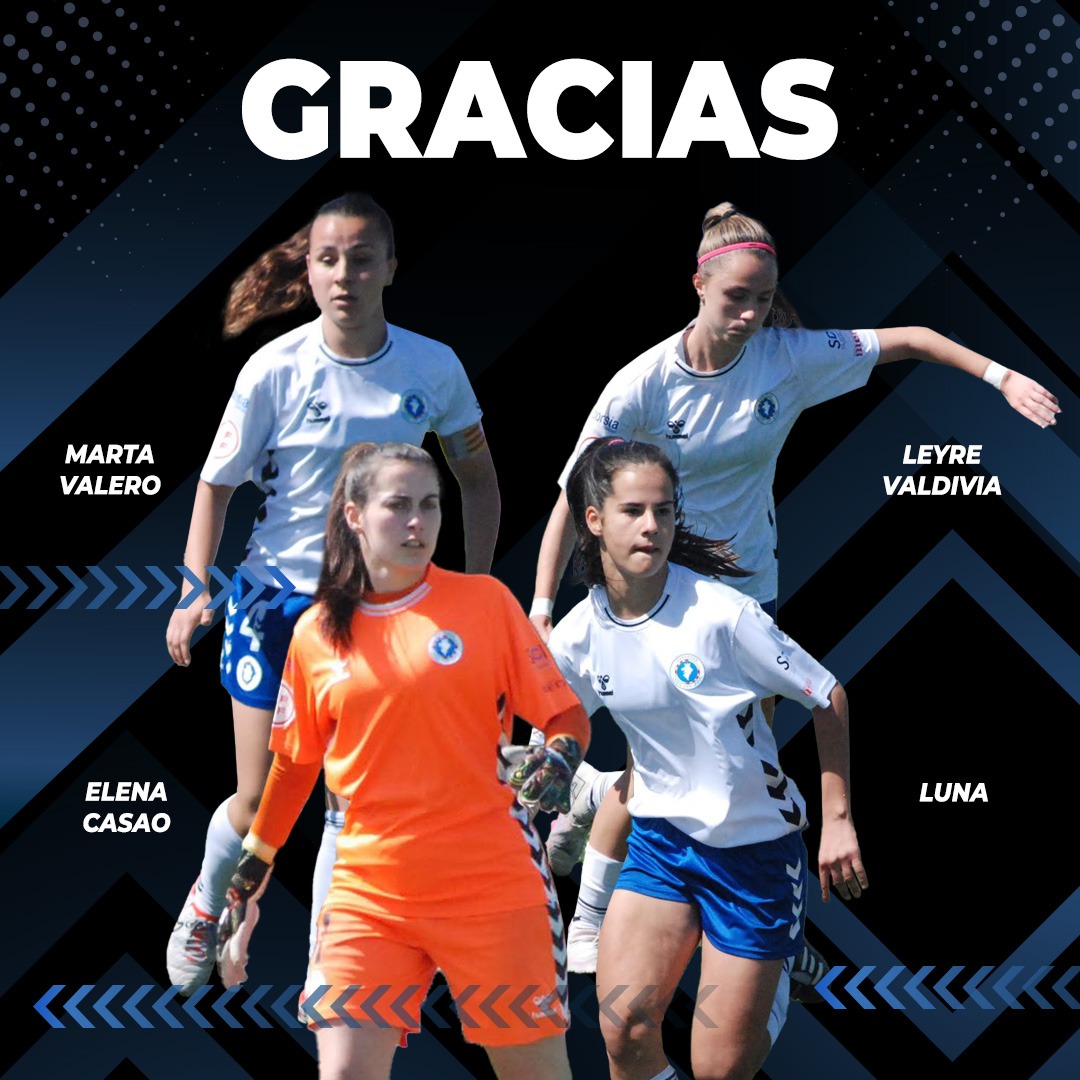 ZaragozaCFF's tweet photo. ⚽️ Elena Casao, Marta Valero, Luna González y Leyre Valdivia no continuarán en el Zaragoza CFF la próxima temporada

¡Gracias a todas ellas y mucha suerte! 💙

✍️ Más info en web: https://t.co/MJTa0T8vkR

#ZaragozaFemenino 
#zaragozacff💙 https://t.co/GTXQUhSkR7