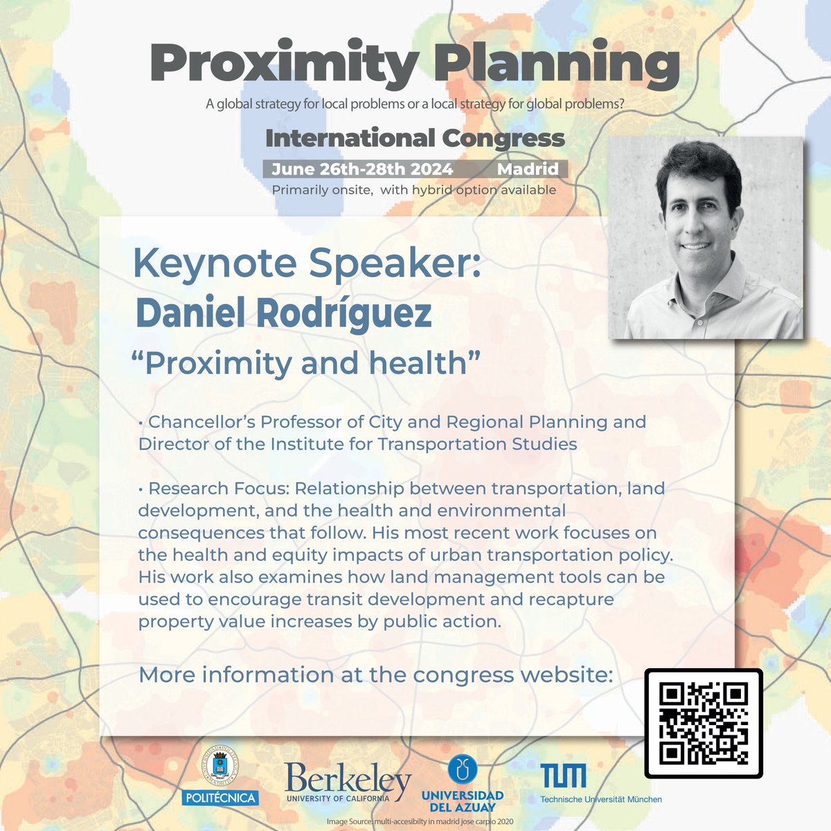 🚀 We are thrilled to announce that Daniel Rodriguez from the University of California, Berkeley, will be a key speaker at the Proximity Planning International Congress! His work explores transportation, land development, and their consequences for health and the environment.