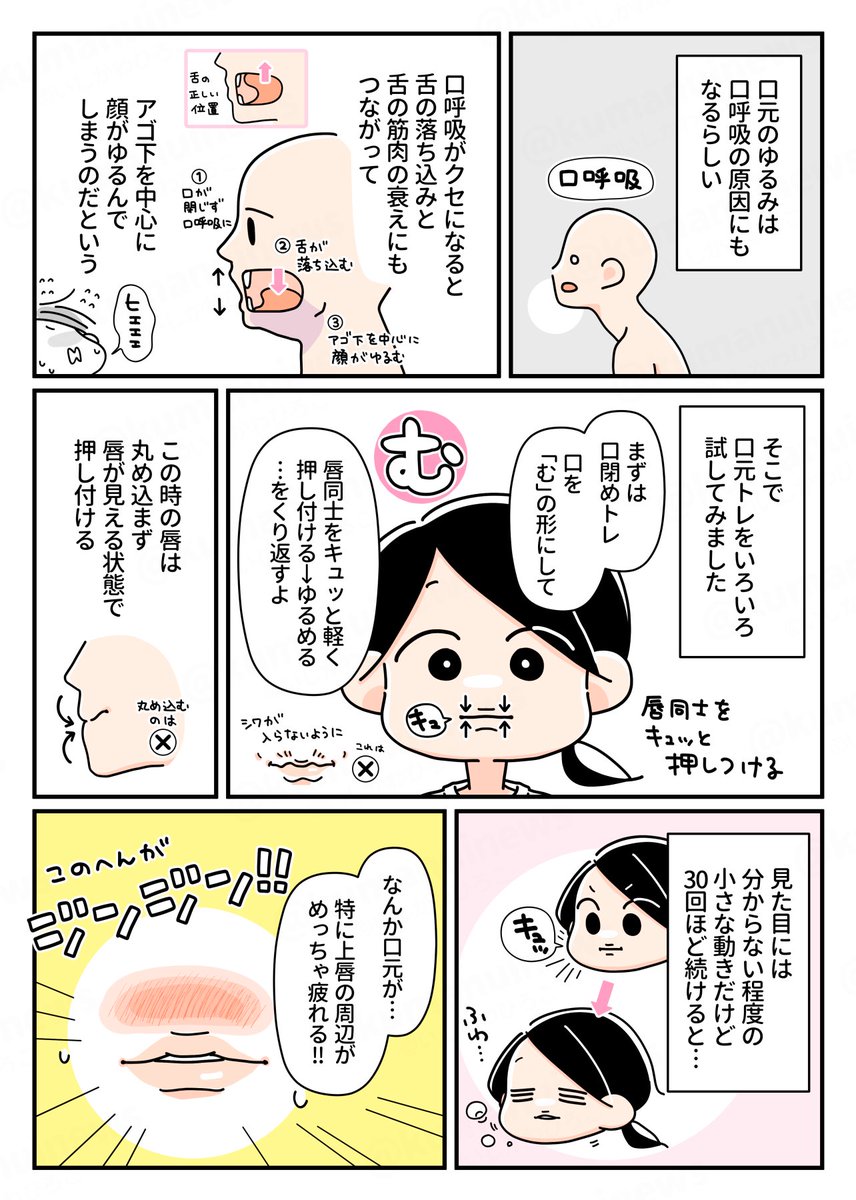 (2/2) 鏡をみながら、動かしにくいところは指で触りながらコツコツ続けると少しずつ動かせるようになったよ!