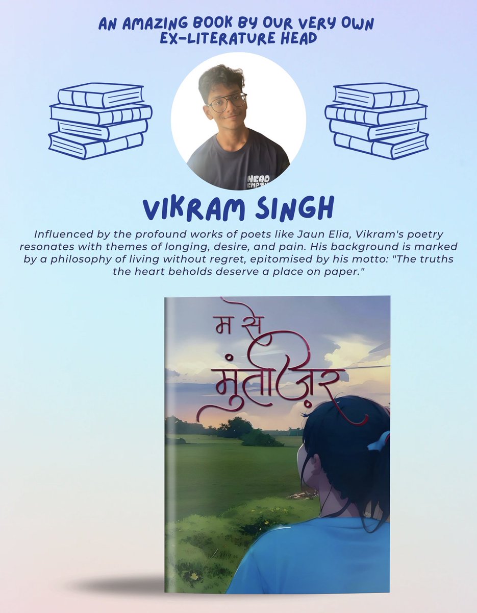 AbhivyaktiBits's tweet photo. Vikram Singh, Ex-Literature Head of Abhivyakti, BITS Goa, found his passion for poetry ignited by the welcoming embrace of his community and the raw emotions of life, particularly love and heartbreak.

#abhivyakti #authorsofindia #shyari #kavita #nazm #BITSGOA https://t.co/fRmIgEJgg3