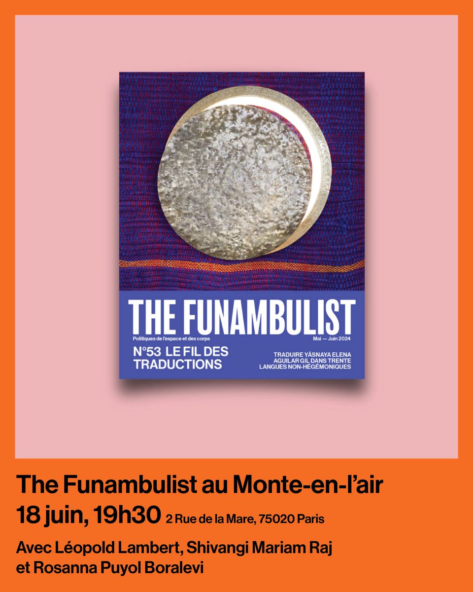 Le Monte-en-l'air (@lemontenlair) on Twitter photo Ce soir ! Lancement du nouveau numéro de <a href="/TheFunambulist_/">The Funambulist</a> (en français mais pas que) avec Léopold Lambert, Shivangi Mariam Raj et Rosanna Puyol. Ce soir ! Lancement du nouveau numéro de <a href="/TheFunambulist_/">The Funambulist</a> (en français mais pas que) avec Léopold Lambert, Shivangi Mariam Raj et Rosanna Puyol.