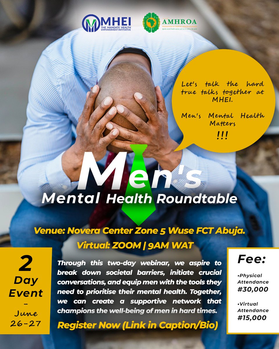 In the celebration of Men's Mental Health across the world, We present a platform to help revive the youthfulness of Our dear fathers &amp; brothers across the world. 

This event is a safe space to let out and learn about coping skills around any issues bothering the wellbeing of...