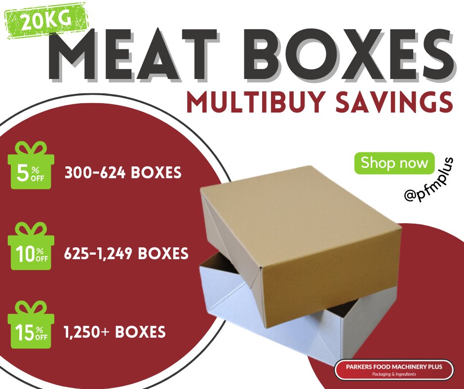 PfmPlus's tweet image. Don't forget the multibuy savings on our Meat Boxes - a favourite here at PFM!😀

20kg, 15kg and 10kg!!🥩

Shop today ➡️bit.ly/3Vl4vIy 

#parkersfoodmachineryplus #meatbox #meatboxes #meat #butcher #butchery #multibuy #pfmplus