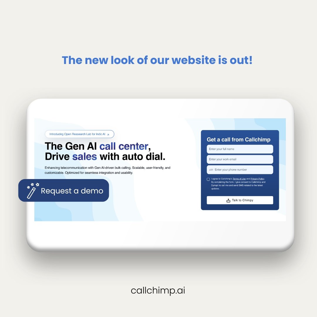 dynopii's tweet photo. We revamped our website! The home page is now more efficient and speaks directly to your requirements. 

Take a look at: https://t.co/LRlLWA6VDB 

#Callchimp #aicalling #aistartup #aibusiness #aitool #AIIntegration #aiautomation https://t.co/PbuQtQc4Yz