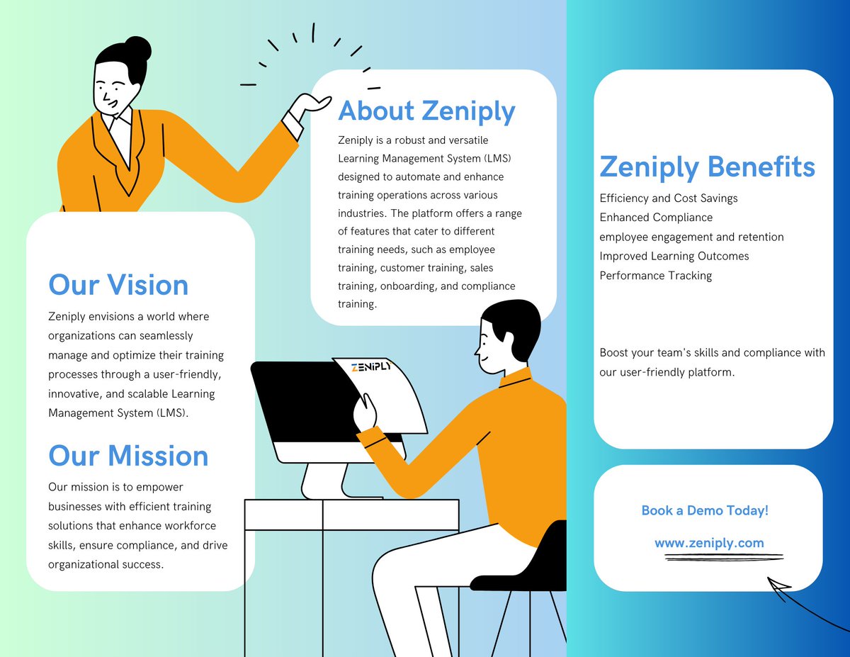 zeniplytms's tweet image. From eLearning to webinars, Zeniply has it all. Perfect for businesses of any size! Start transforming your training today. 💼📈

#TrainingAutomation #LMS #EmployeeTraining #ComplianceManagement #BusinessGrowth #eLearning