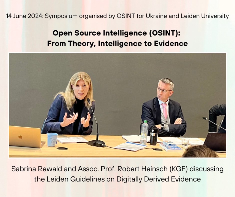 Last Friday, KGF Director Dr <a href="/RobertHeinsch/">Robert Heinsch</a> and researcher <a href="/SabrinaRewald/">Sabrina Rewald</a> participated in a symposium organised by <a href="/OsintforUkraine/">OSINT FOR UKRAINE</a> &amp; <a href="/UniLeiden/">Universiteit Leiden</a> and reflected on the benefits &amp; challenges posed by the use of open source digital information as evidence in intl criminal proceedings
