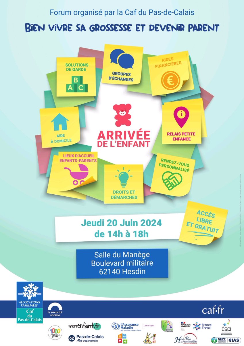 📣 👶Forum organisé par la <a href="/CafPasdeCalais/">Caf du Pas-de-Calais</a> le 20 juin à #Hesdin