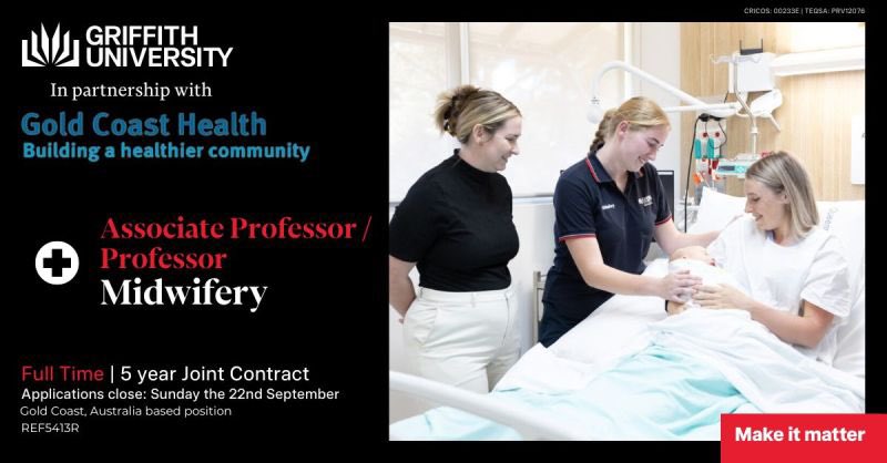 Come and join the Midwifery@Griffith team and Gold Coast Health co joint Professor A/Prof of Midwifery in transforming maternity care 
smrtr.io/kWLm-?fbclid=I…
