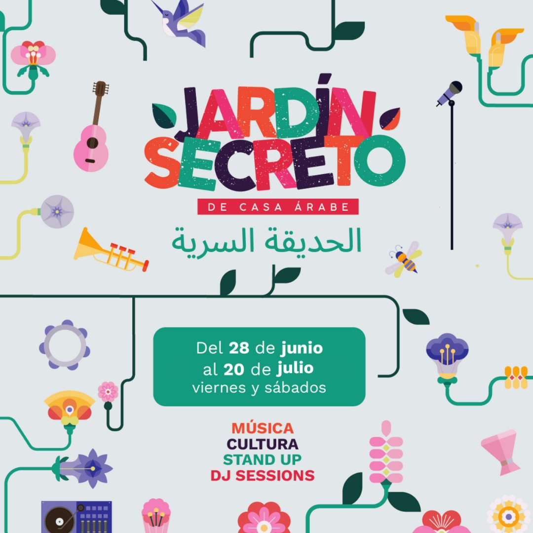 Casa Árabe (@casaarabe) on Twitter photo 🌸🎤 JARDÍN SECRETO DE CASA ÁRABE 2024 🏵️🎶 <a href="/Casaarabe/">Casa Árabe</a> trae la #comedia y la #música más refrescante a las noches de #verano en Madrid con la programación de “El Jardín Secreto de Casa Árabe”. Del 28/06 al 20/07, 21:00h. + info y entradas en jardinsecretoCA.es 🌸🎤 JARDÍN SECRETO DE CASA ÁRABE 2024 🏵️🎶 <a href="/Casaarabe/">Casa Árabe</a> trae la #comedia y la #música más refrescante a las noches de #verano en Madrid con la programación de “El Jardín Secreto de Casa Árabe”. Del 28/06 al 20/07, 21:00h. + info y entradas en jardinsecretoCA.es