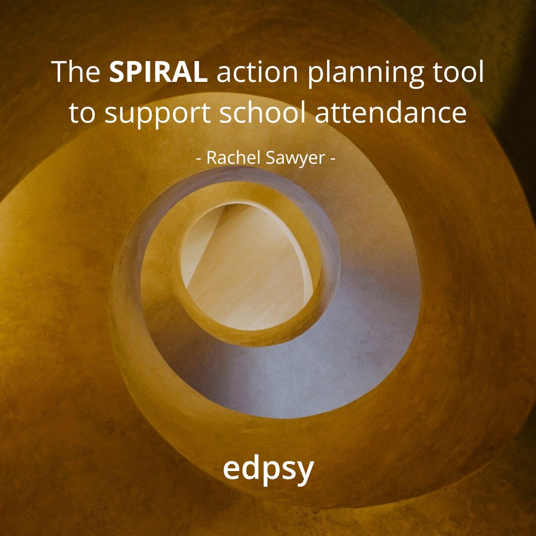 🌟New blog post

<a href="/RachelS_EP/">Rachel Sawyer</a> shares with us the SPIRAL framework and action planning tool, designed to be used by practitioners to support school attendance. 

Read here: edpsy.org.uk/blog/2024/acti…

#TwitterEPs #SEND #Wellbeing #Schools