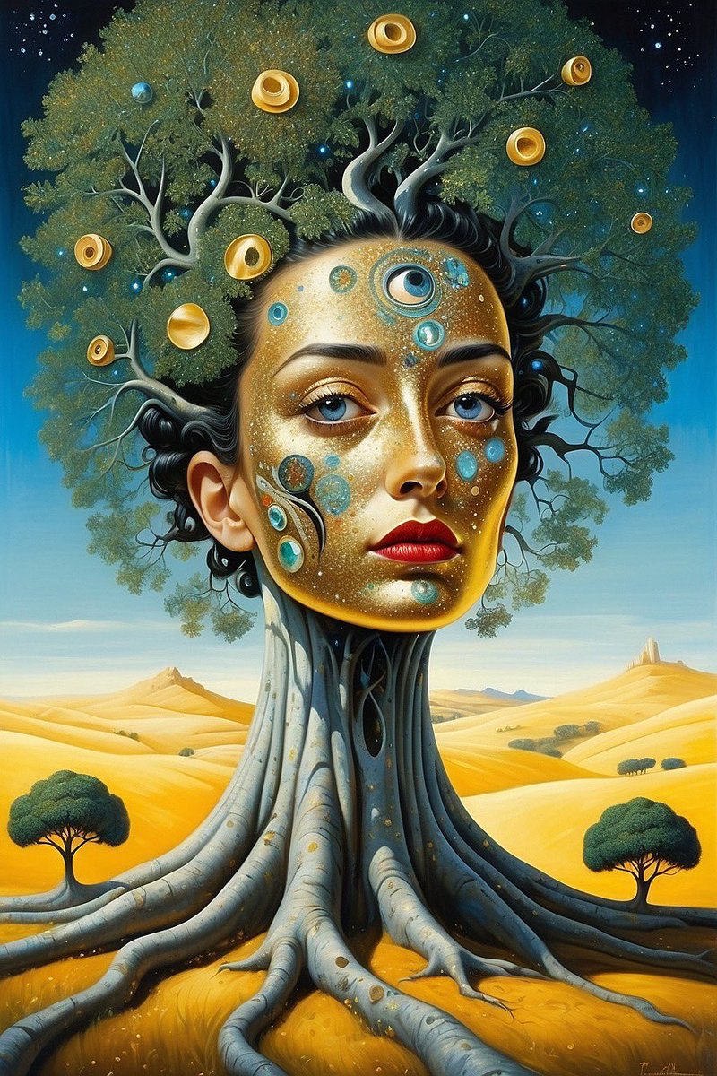 ARTbyVALERY's tweet photo. These artworks show the wisdom is inside the nature. This is  the idea of learning and growing. The mix of human and nature parts reminds us that we are all part of one big world. By understanding and living in peace, we can feel more calm and wise

#nft #grown #MoneyTree https://t.co/nxV3g0ADgH