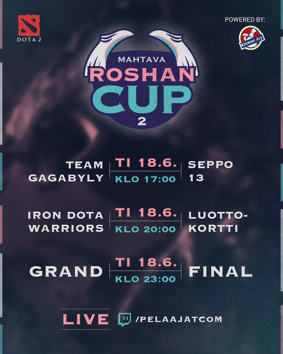 Finaalipäivä🥳 Mahtava Roshan Cup 2 saatetaan tänään päätökseen, joten tulehan seuraamaan kuka sieltä onnistuu kirkkaimman pokaalin nappaamaan🏆🔥

⏰ 17.00
🎙️ <a href="/ArttuHamalainen/">Kreivi Nicolaus Ludwig von Tsintsendorff</a> &amp; <a href="/NotAHax/">Benjamin Läärä</a>
📺  twitch.tv/pelaajatcom

#esportsfi #eurheilu #dota2 #thaimaallisenhyvää