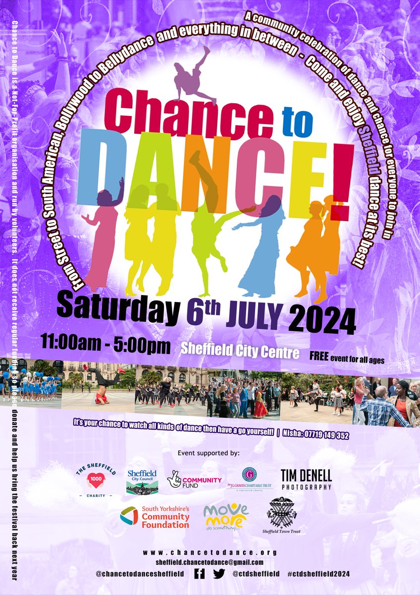Chance to Dance (@ctdsheffield) on Twitter photo Please share the flyers and programme. Let's fill the city centre with dance lovers and celebrate our wonderful dance community! Join us on Saturday 6th July 2024.
<a href="/SheffCouncil/">Sheffield City Council</a> <a href="/movemoresheff/">Move More Sheffield</a> <a href="/VisitSheffield/">Welcome to Sheffield</a>
#ctdsheffield2024 #dancingsheffield Please share the flyers and programme. Let's fill the city centre with dance lovers and celebrate our wonderful dance community! Join us on Saturday 6th July 2024.
<a href="/SheffCouncil/">Sheffield City Council</a> <a href="/movemoresheff/">Move More Sheffield</a> <a href="/VisitSheffield/">Welcome to Sheffield</a>
#ctdsheffield2024 #dancingsheffield