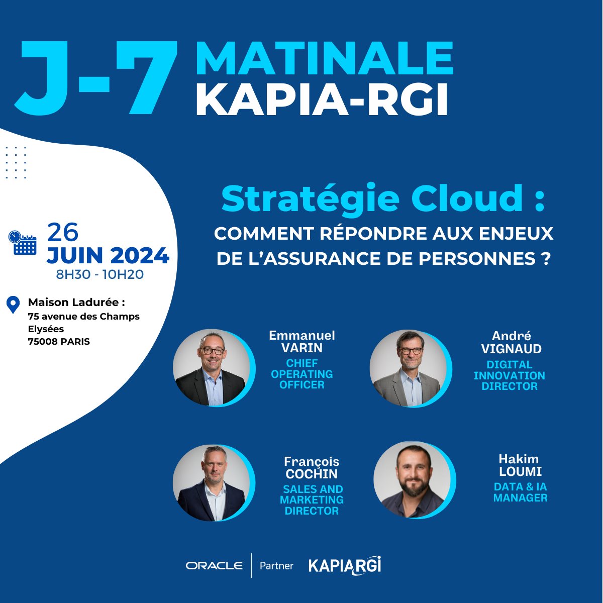 🗓 Vous êtes #DSI, #DG, #COO en #assurance #épargne #retraite #prévoyance, participez à notre Matinale : Stratégie #cloud comment répondre aux enjeux de l'Assurance de personnes? 🎯Avec la participation de <a href="/HakimLoumi/">Hakim Loumi</a>  <a href="/Oracle/">Oracle</a>  Inscription obligatoire sur commerce@kapia-rgi.com
