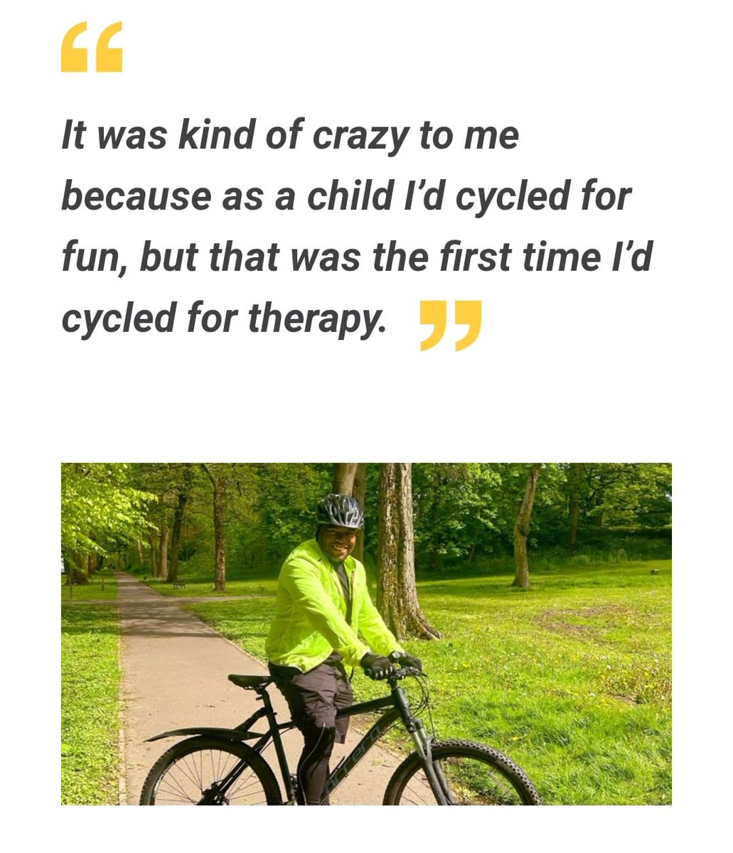 Last week was Men's Mental Health Week

So I thought I'd share this blog I did for @Sustrans sharing how cycling really helped my mental health 💚

"I felt healed through cycling"

Read more 👇🏾
sustrans.org.uk/our-blog/perso…