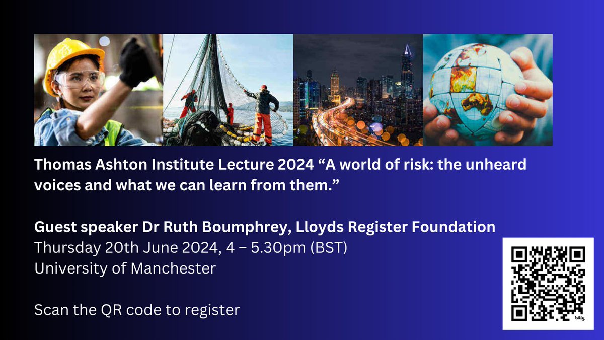 Thomas Ashton Institute for Risk & Regulation (@ashtoninstitute) on Twitter photo 📣Don't miss out on a place at this years lecture:
🦺From safety at work to artificial intelligence, climate change and resilience, come and find out how the world perceives risk, and how data is being used to help make the world a safer place: 
💻Register trybooking.com/uk/DCJV 📣Don't miss out on a place at this years lecture:
🦺From safety at work to artificial intelligence, climate change and resilience, come and find out how the world perceives risk, and how data is being used to help make the world a safer place: 
💻Register trybooking.com/uk/DCJV