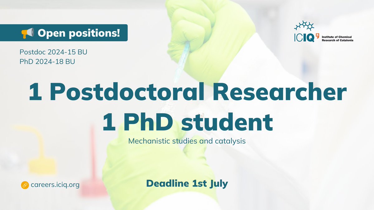 ICIQ (@iciqchem) on Twitter photo #ICIQJobs
Prof. <a href="/BuresGroup/">BuresGroup</a> is seeking two talented researchers
1⃣ #Postdoc focused mechanistic studies of catalytic reactions aimed at enhancing synthetic methods
1⃣ #PhD to study catalytic organic reactions and drive process enhancements
Info🔗careers.iciq.org/#jobs #ICIQJobs
Prof. <a href="/BuresGroup/">BuresGroup</a> is seeking two talented researchers
1⃣ #Postdoc focused mechanistic studies of catalytic reactions aimed at enhancing synthetic methods
1⃣ #PhD to study catalytic organic reactions and drive process enhancements
Info🔗careers.iciq.org/#jobs