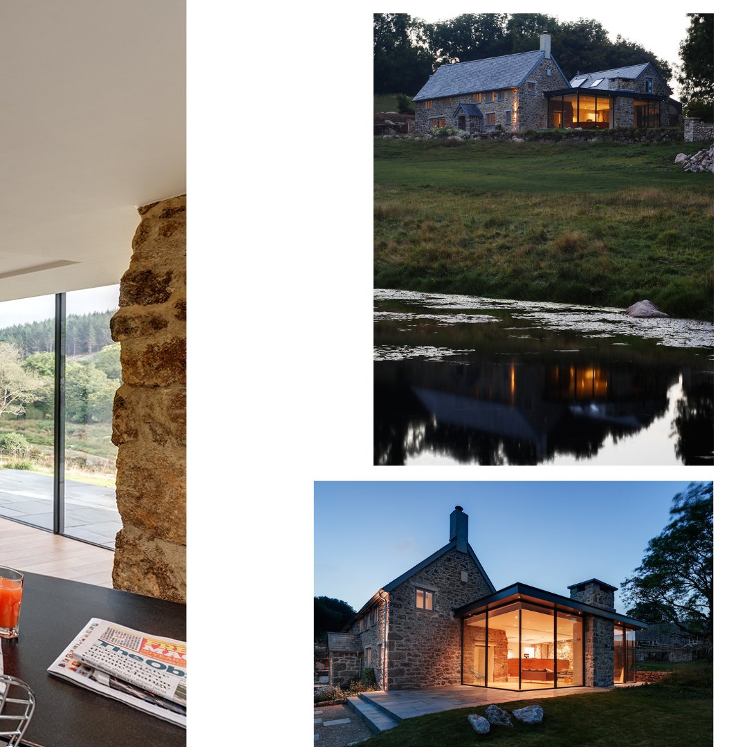 This stunning extension to a heritage farmhouse is a modern, minimalist glass box, featuring 4m tall <a href="/skyframe_global/">Sky-Frame</a> slim framed sliding doors, fixed frameless structural glazing &amp; frameless rooflights.
📌Rural, Private residential
📐<a href="/VESP_architects/">VESP Architects</a> &amp; Contractor Goulden &amp; Sons