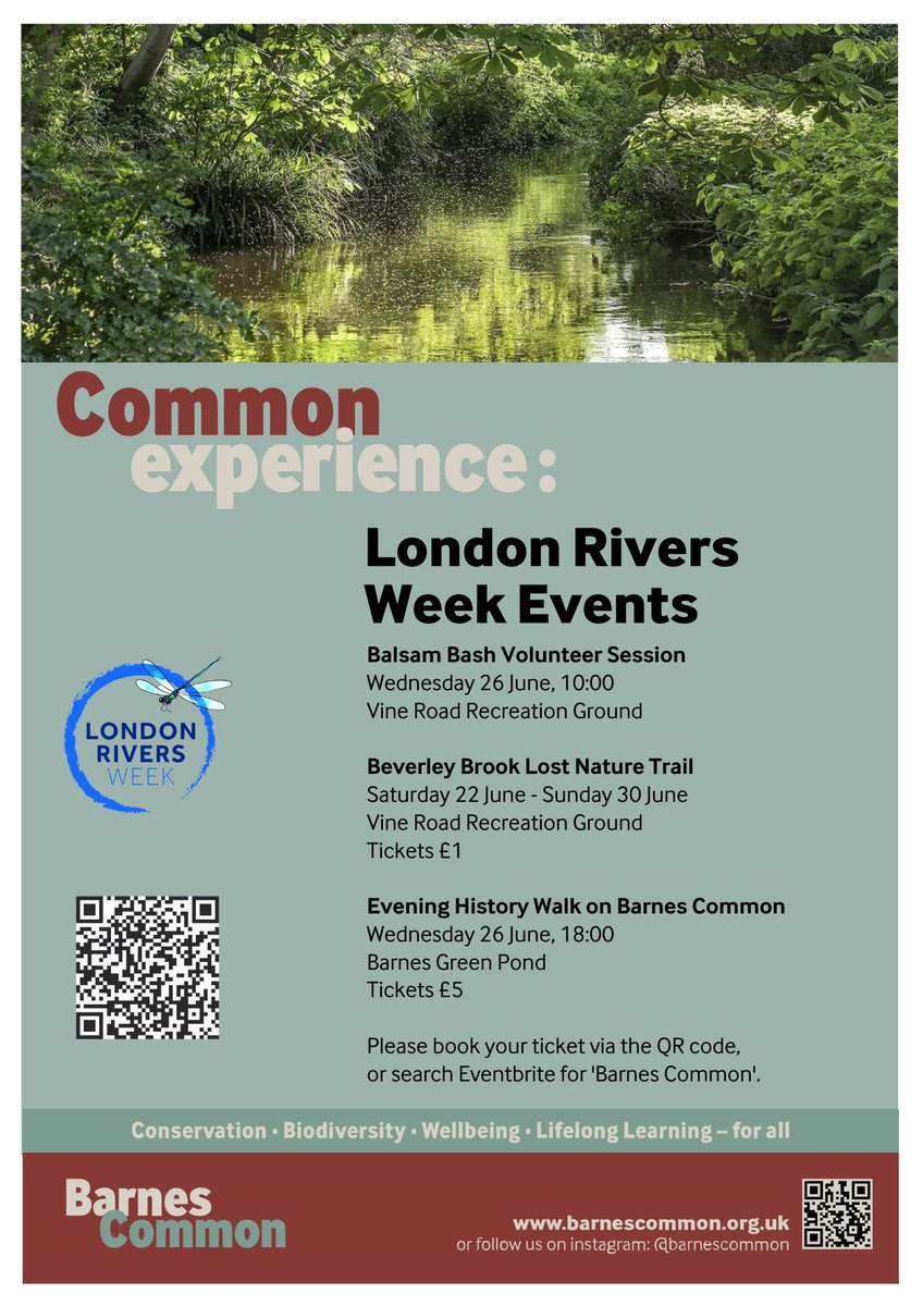 barnes_common's tweet photo. London Rivers Week starts this weekend! Join us for a balsam bash session, an evening walk or a kids' treasure trail - book via Eventbrite or our website: https://t.co/nmzlzCIPDR
#londonriversweek2024 https://t.co/wzJoqaaO3m