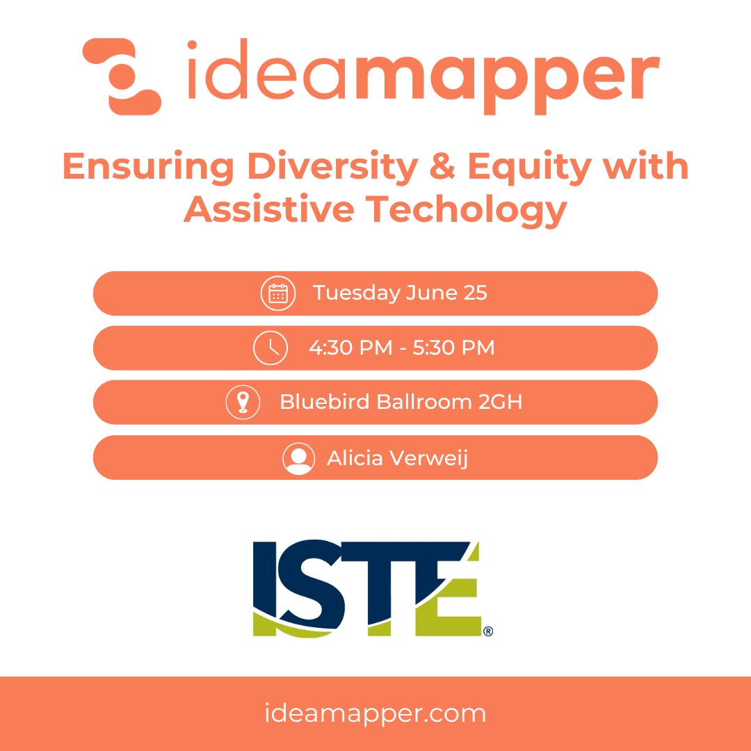 🚀Exciting News! Ideamapper is heading to #ISTE! 🎉 Join us at booth #2206 to explore our innovative tool and learn more about our Pilot Program. Plus, don’t miss <a href="/EDGEucating/">EDGEucating</a>'s seminar, "Ensuring Diversity &amp; Equity with Assistive Technology."🌍✨ #EdTech