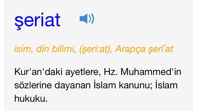 <a href="/dailyislamist/">Daily Islamist</a> Şeriata düşman iseniz, açıkça ben gavurum ve Kuran'a inanmıyorum deyin, gizlemeyin. Ama Frenk cariyeliği yapıp gavur gibi yaşayıp ben de müslümanım deyip ikili oynamayın, erkek adam olun. Şeriat dindir, Kuranı azimüşşan'dan çıkartılan ilahi yasadır.

Türk Dil Kurumuna göre: