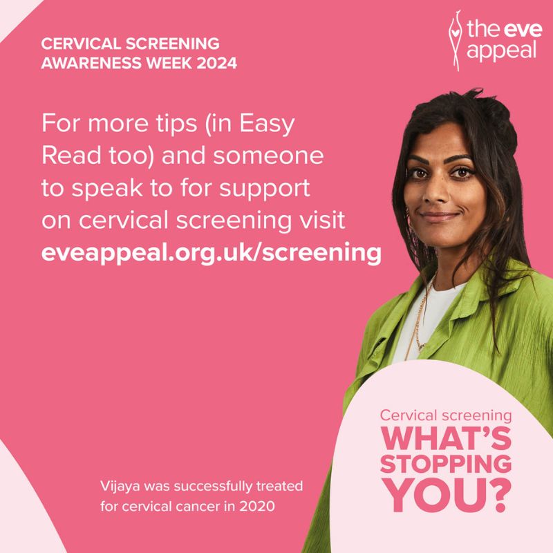 Only 1 in 3 women are aware that #CervicalScreening helps prevent cervical cancer from developing. 

We’re supporting <a href="/eveappeal/">The Eve Appeal</a>’s #WhatsStoppingYou campaign for #CervicalScreeningAwarenessWeek.

 Find out more on their website: bit.ly/3RuEPqC