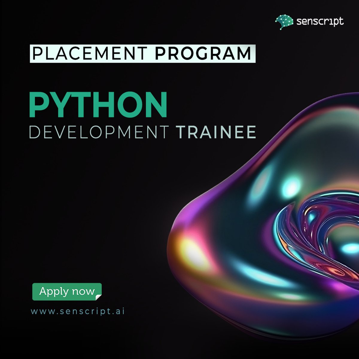 senscript's tweet image. Explore the world of programming by upskilling your proficiency in Python!

Join Senscript Technologies for an exciting opportunity to enhance your skills in Python and secure a career in programming.

Fill out the form below 👇 
Link- rb.gy/ez9mfr