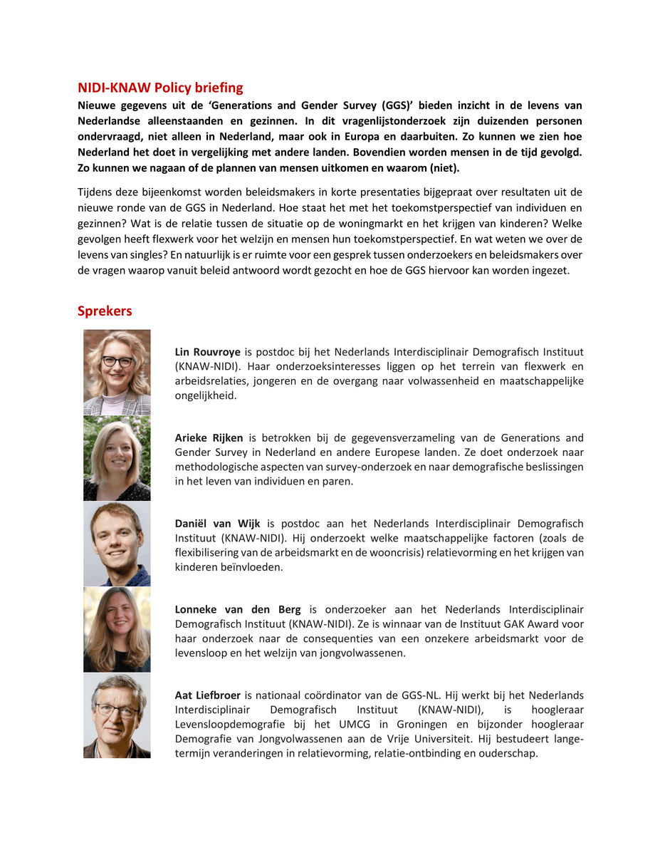 LRouvroye's tweet photo. 📢 Praat jij aanstaande donderdag @NIDI_KNAW mee over #demografische ontwikkelingen in Nederland? 👇Aanmelden kan nog steeds: 📩 policybriefing@nidi.nl

🎓💡💬NIDI Policy Briefing georganiseerd door @GGP_i

#research #GGS #gezinnen https://t.co/q6xeI3gDZv