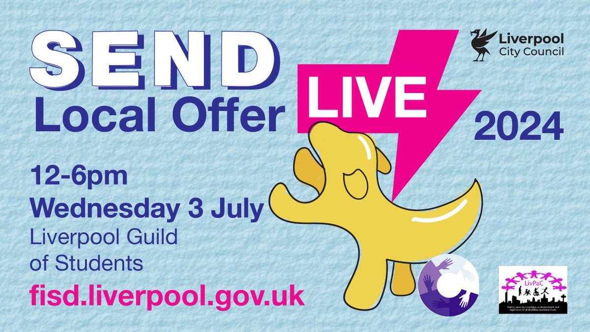 SpSLTnetwork's tweet image. Liverpool SEND Local Offer Day - Weds 3rd July 12-6pm at Liverpool Guild of Students
See you there!
#SEND #LiverpoolCityCouncil