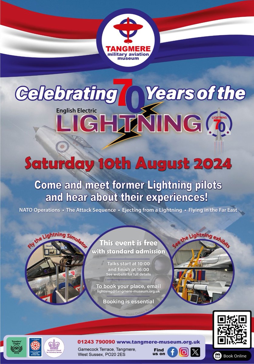 MuseumTangmere's tweet photo. We are celebrating 70 Years of the English Electric Lightening, Sat 10th August!
βοΈ Meet former Lightening pilots TALKS s#lightening
Book now β‘οΈhttps://t.co/cy1s4VeoSO
#rafpilot #familyactivities #flightsimulator #sussexevent #tangmereaviationmuseum #tangmeremuseum https://t.co/O5lPwEiwhp
