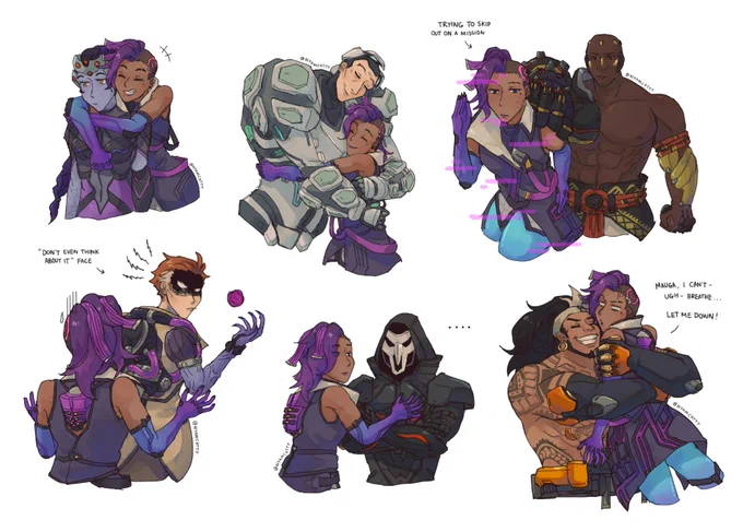 saw a dunmeshi page of laios hugging everyone and wanted to do one for sombra and talon 