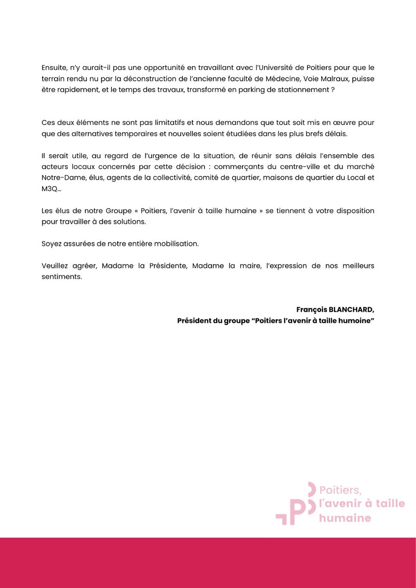 Poitiers_ATH's tweet photo. Toutefois, nous demandons des alternatives suffisantes aux besoins des commerçants et usagers, ainsi que la mise en place d'une réelle concertation. 

Retrouvez nos premières propositions 👇 https://t.co/S5BjFCJSa7