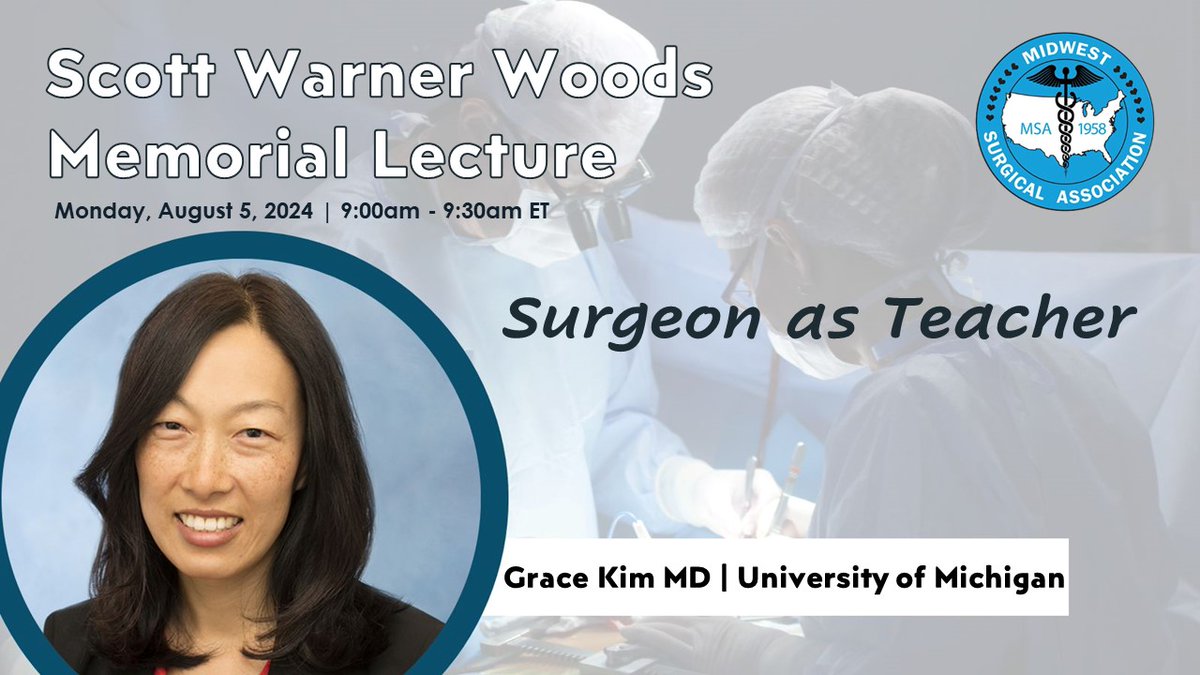MidwestSurgicalAssoc (@midwestsurgical) on Twitter photo Dr. Grace Kim <a href="/UMichSurgery/">Michigan Surgery</a> will give the Scott Warner Woods Memorial Lecture on Mackinac Island at #MSA24 Aug 4-6
Register cvent.me/kRa33Y Dr. Grace Kim <a href="/UMichSurgery/">Michigan Surgery</a> will give the Scott Warner Woods Memorial Lecture on Mackinac Island at #MSA24 Aug 4-6
Register cvent.me/kRa33Y