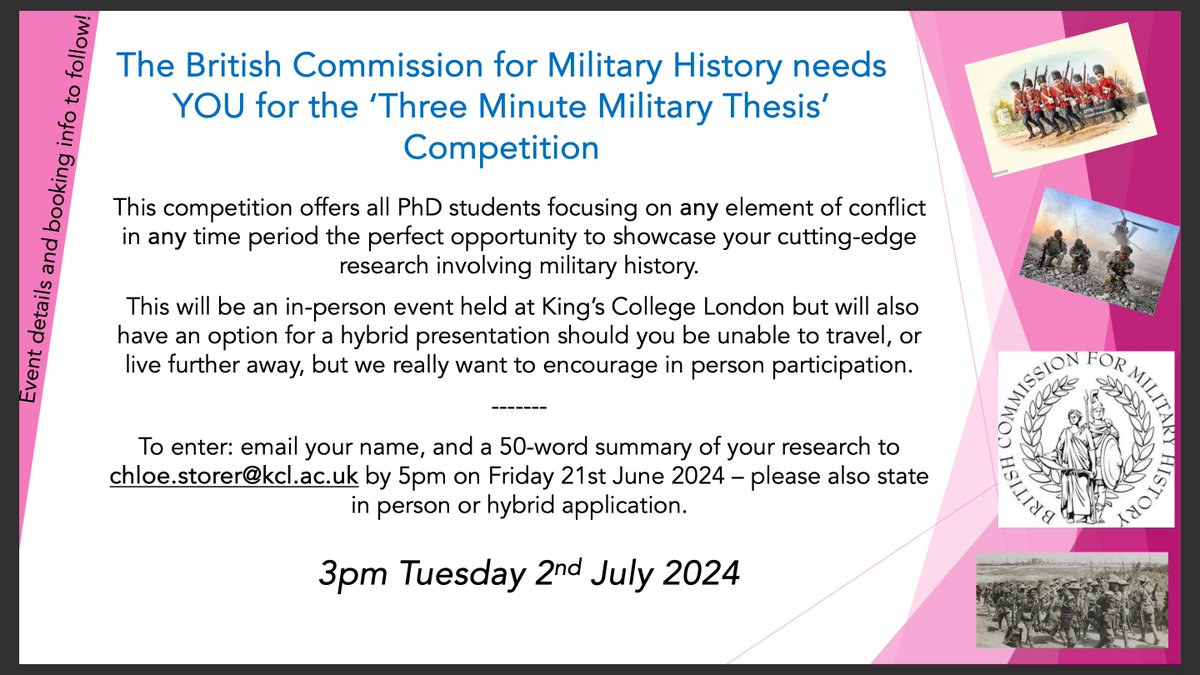 Final week to enter for your chance to win £150 for just three minutes of your time! What's not to love? #ECR #cashprize #History #Military #BCMH