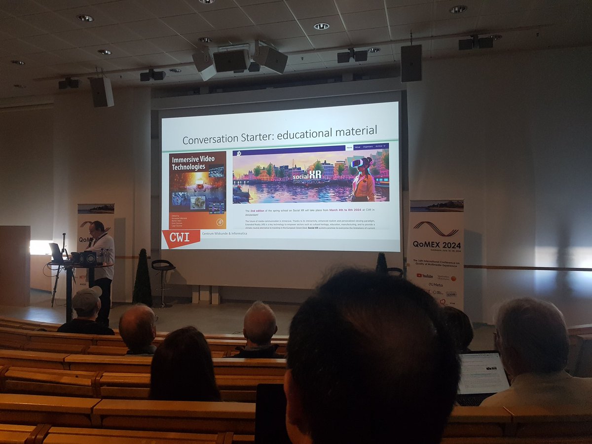 eminzerman's tweet photo. Exalted to see our edited book on Immersive Video Technologies mentioned in the first keynote of #QoMEX2024 by Pablo Cesar 😊 https://t.co/a5vsU4SGNL