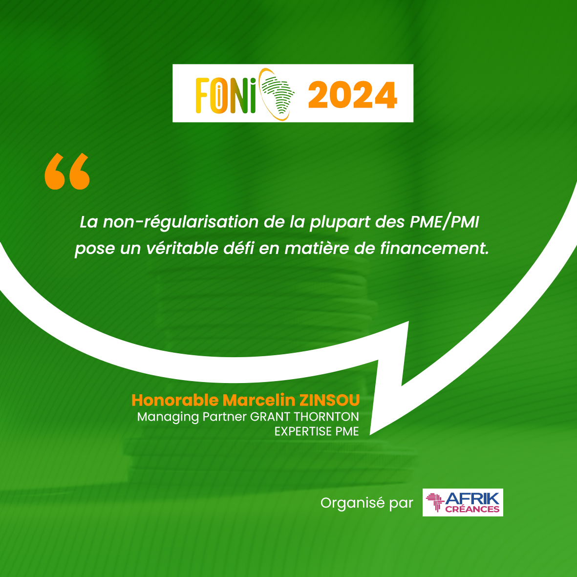 L’Honorable Marcellin ZINSOU explique pourquoi beaucoup de PME ne parviennent pas à obtenir de financements. 

"La non-régularisation de la plupart des PME/PMI pose un véritable défi en matière de financement."

#FONI2024 #InnovationFinancière #PME #AfrikCreances  #Réinvention