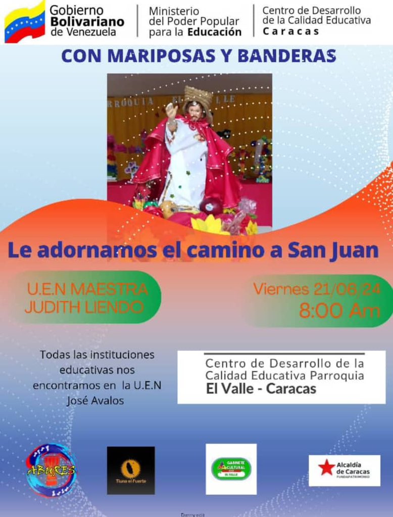Este viernes están todas y todos cordialmente invitados, para que juntas y juntos, adornemos el camino a San Juan. Las y los esperamos!!!
#ElValleTieneConQue
<a href="/_LaAvanzadora/">Yelitze Santaella</a> 
@CDCECaracas 
<a href="/NicolasMaduro/">Nicolás Maduro</a>