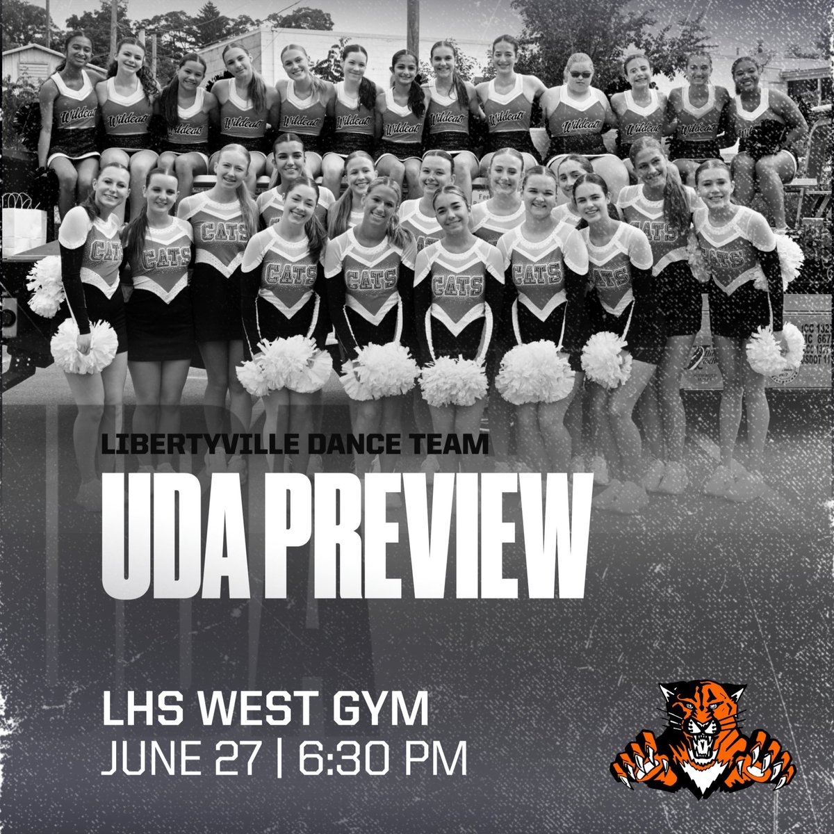 🚨 UDA SNEAK PREVIEW 🚨 

Come cheer on the Libertyville Dance Team as they prepare for UDA camp! 💃 

🗓️: June 27 
⏰: 6:30-7:00 PM
📍: LHS West Gym 
👤: Friends, family, alumni &amp; fans!