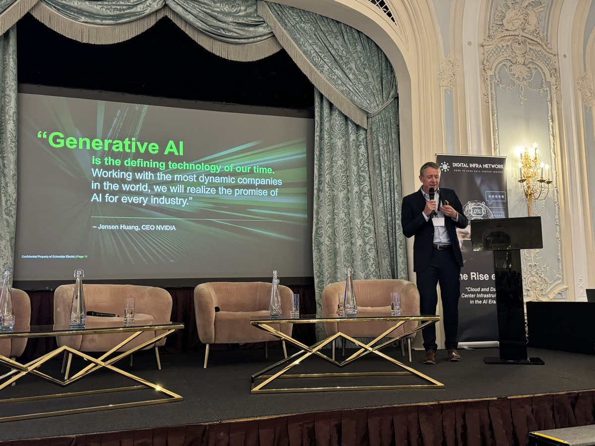 “AI is creating a demand for new sustainable, resilient &amp; energy efficient #datacentre capacity.” Our VP Strategic Partners for Cloud &amp; Service providers <a href="/MatthewBaynes/">Matthew Baynes</a> takes to the stage at the @infra_digital ‘Rise of #AI’ event to discuss our partnership with <a href="/nvidia/">NVIDIA</a>.