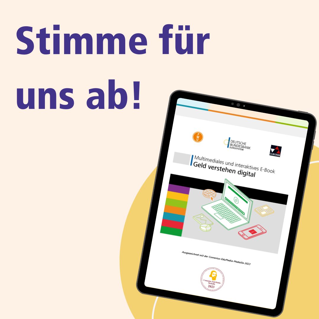 Unser #EBook "Geld verstehen digital" wurde für die <a href="/MEDEAawards/">MEDEA Awards</a> 2024 nominiert! Besonders freut uns die Nominierung für den #Audience Favourite #Prize – per Mausklick abstimmen, keine Registrierung erforderlich. 

Stimmt für uns bis Donnerstag ab: menti.com/alhse93g55zy