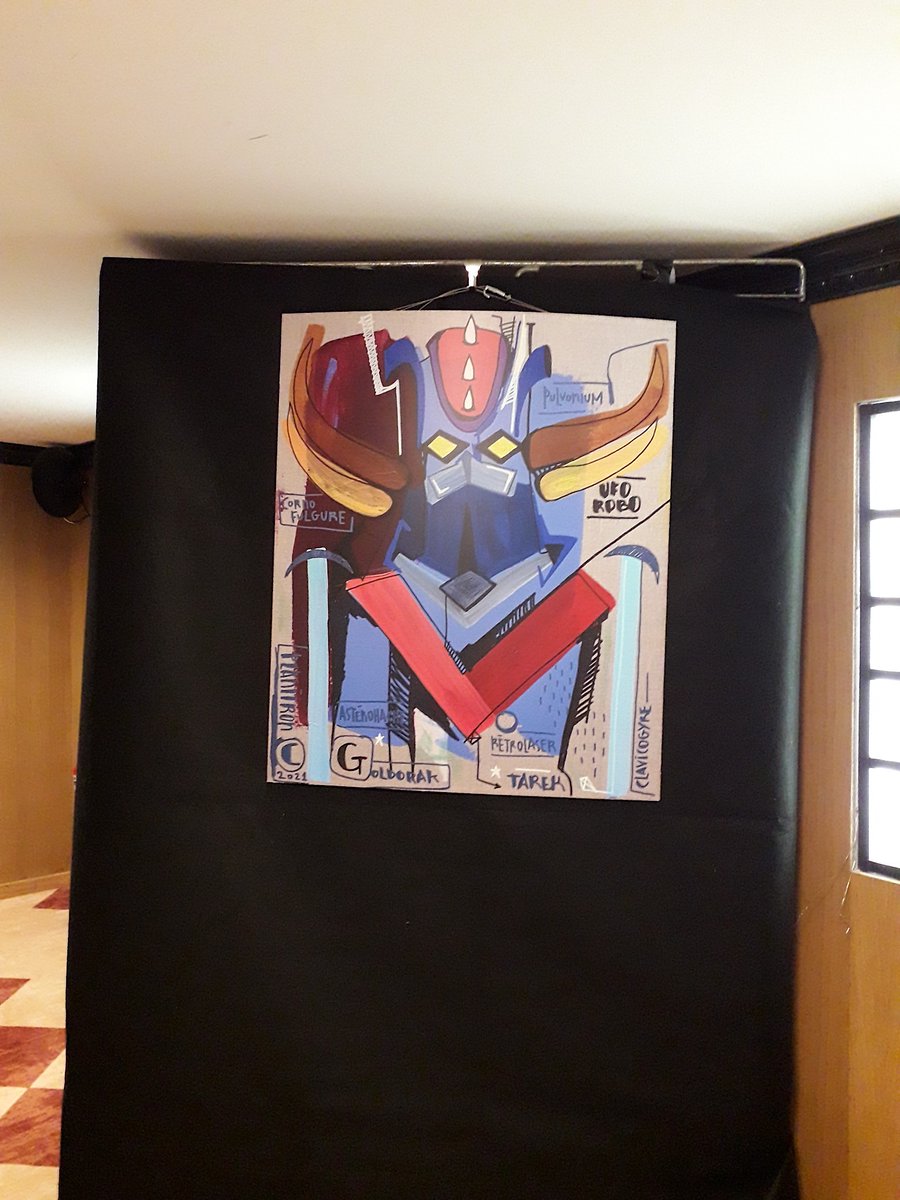 IHHArt's tweet photo. Sur le Lydia, au Festival Mediterranée POLAR Aventure, il y avait l'exposition Goldorak. Illustrations de Gwendal Lemercier, Tarek et Michel Borderie imprimées en grand format et ça claquait bien ! https://t.co/XcnusVDYi0