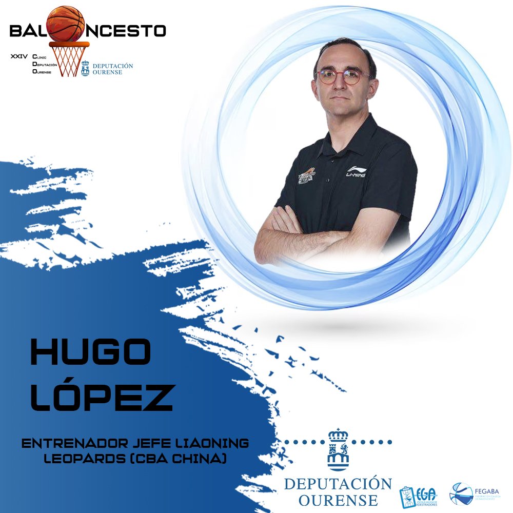 🆕🆕

<a href="/hugolopez1/">HUGO LOPEZ</a> será parte importante no Clínic <a href="/deputacionou/">Deputación de Ourense</a> 

O Adestrador xefe nas últimas 2⃣ tempadas en Liaoning Leopards na CBA, Liga profesional China, estará en Ourense os vindeiros 2⃣8⃣,2⃣9⃣ e 3⃣0⃣ de xuño

ℹ️ e inscrición 
fegaba.com/clinic-deputac…